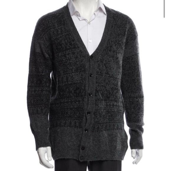 BURBERRY Grey & Black Men's Check Pattern Sweater Cardigan Size XL - Picture 1 of 4
